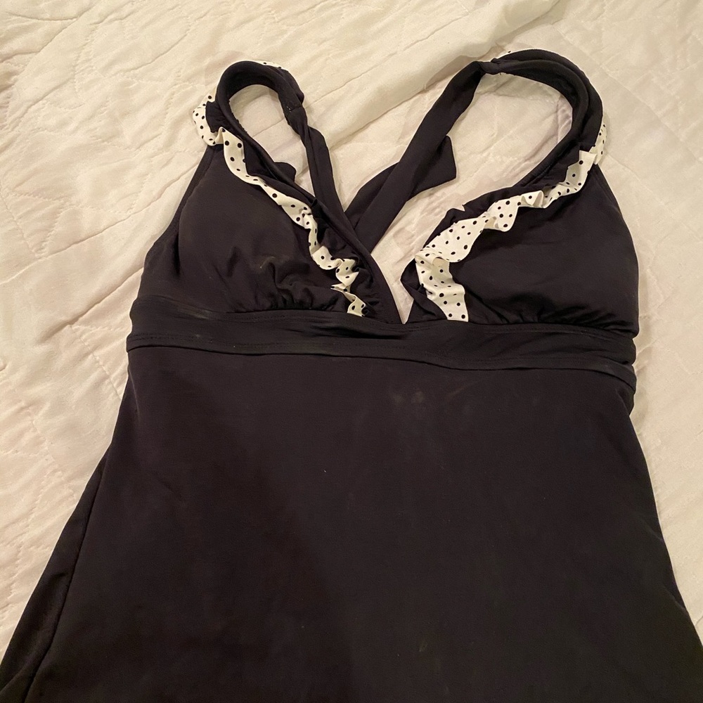 Black halter tankini top